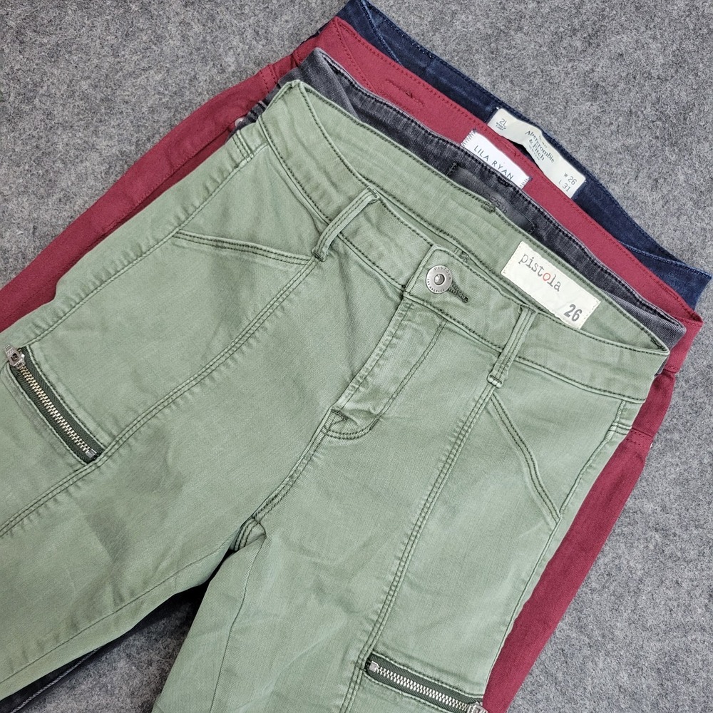 Pistola Abercrombie Jeans Womens 26 Streetwear High Waisted Slim Skinny MIX LOT